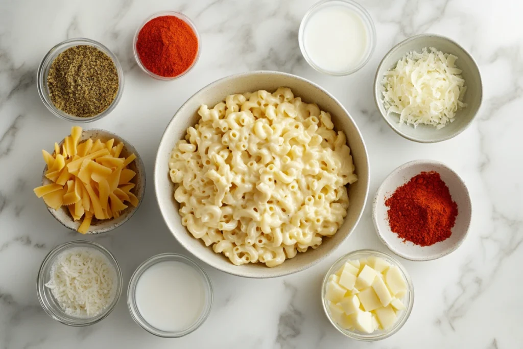 Ingredients for Spicy Cajun Mac and Cheese