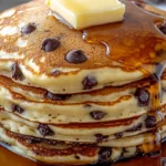 Chocolate Chip Pancakes with Syrup and Butter