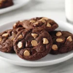 Chocolate Cookies with Peanut Butter Chips on a Plate