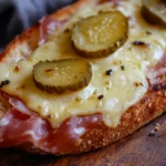 Gourmet Raclette Sandwich with Pickles and Prosciutto