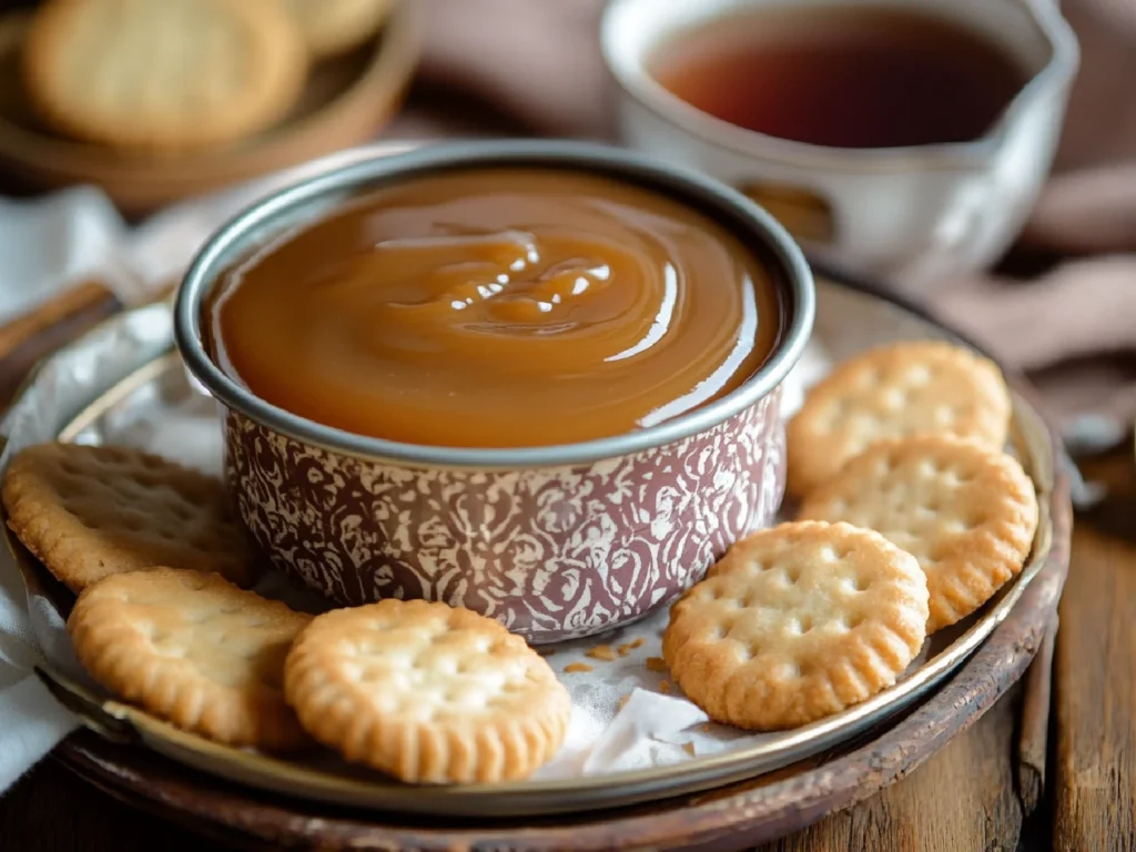 Slow Cooker Caramel in a Tin with Cookies