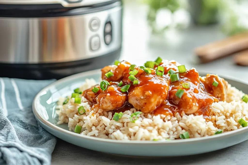 Sweet Hawaiian Chicken with Rice in a Crockpot