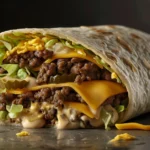 Big Mac Wrap with seasoned beef, lettuce, pickles, and sauce in a tortilla.